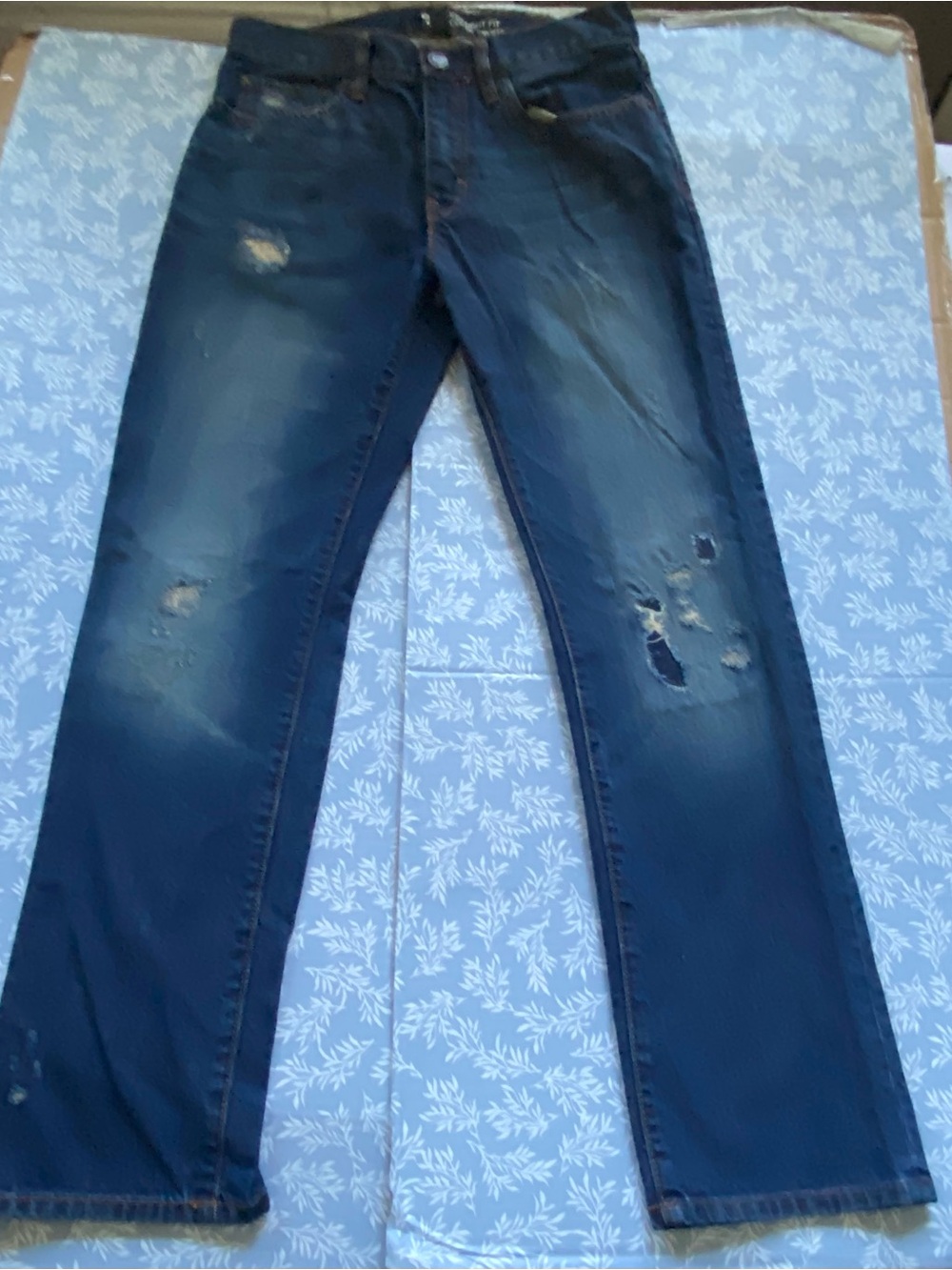 GAP Men's Distressed Dark Blue Straight Jeans